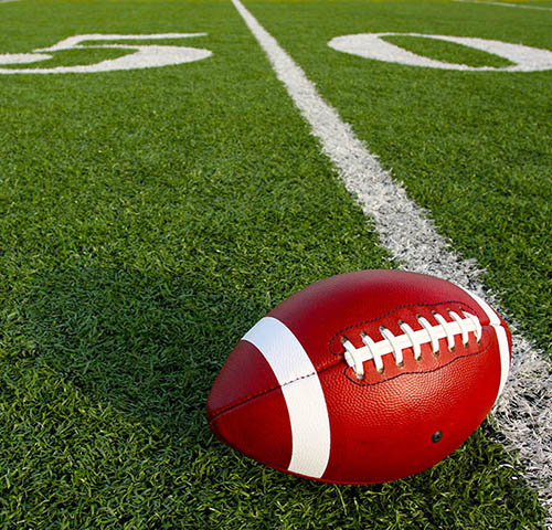 Sports Turf Grass - Football near the Fifty Yard Line